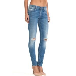 MOTHER The Muse Skinny Jeans Mid-Rise Destroyed Distressed Raw Hem in Wild Thing